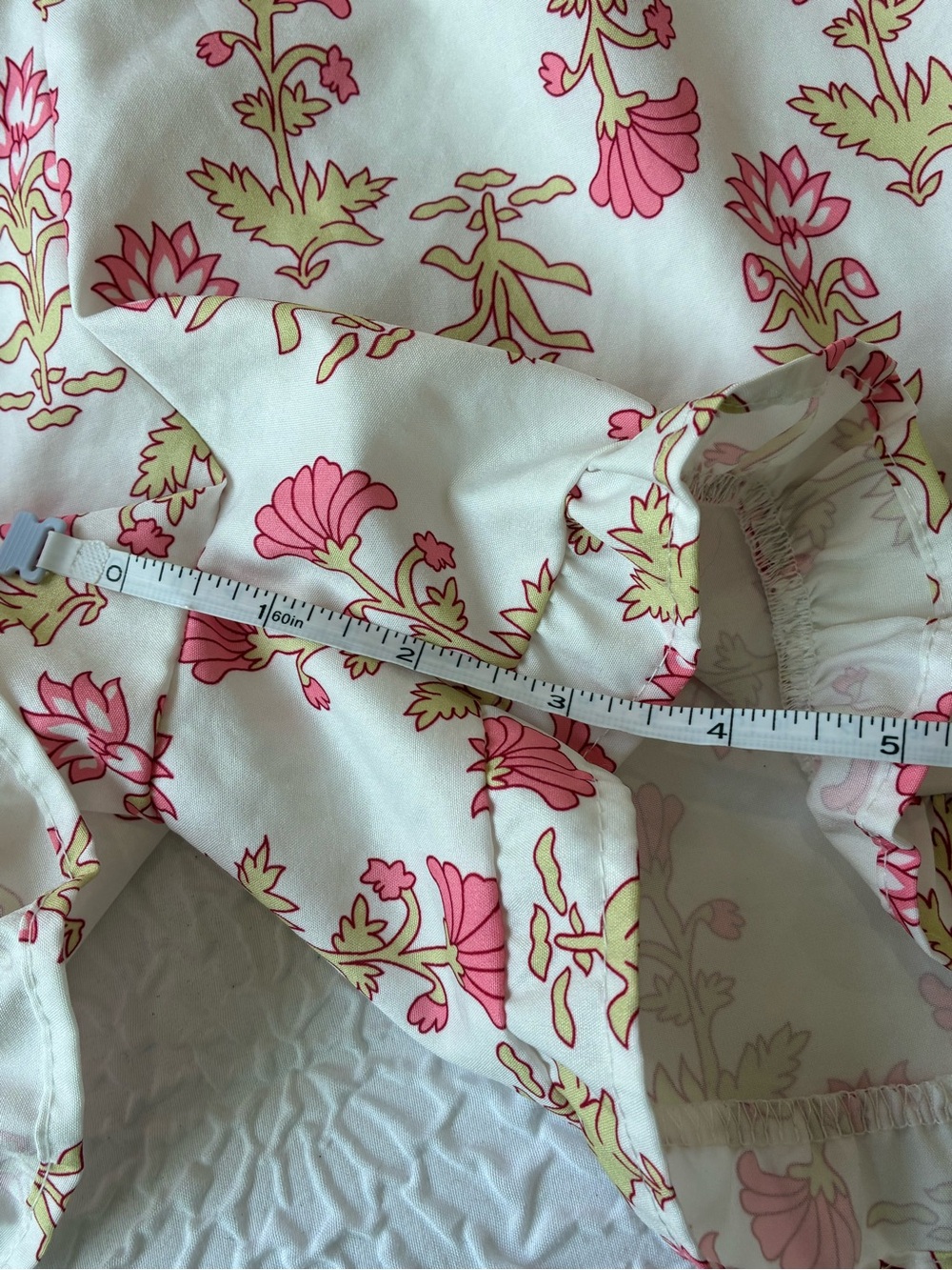 Large Floral Ruffle Pajama Set - Pink & Cream - Picture 4 of 5